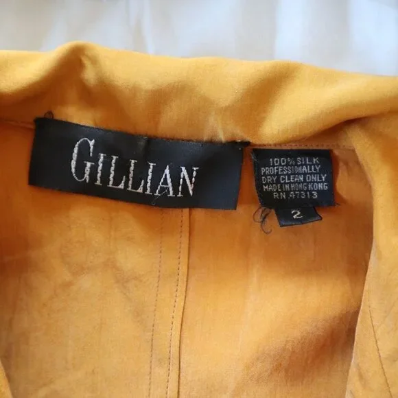 Vintage Yellow Orange Silk Gillian Wrap Dress Size 2 - Picture 13 of 13